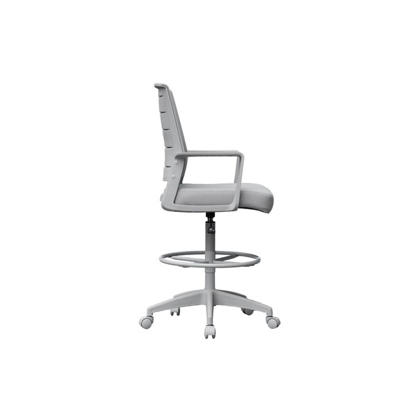 Deluxe Drafting Chair, Gray Frame, Gray Mesh And Fabric